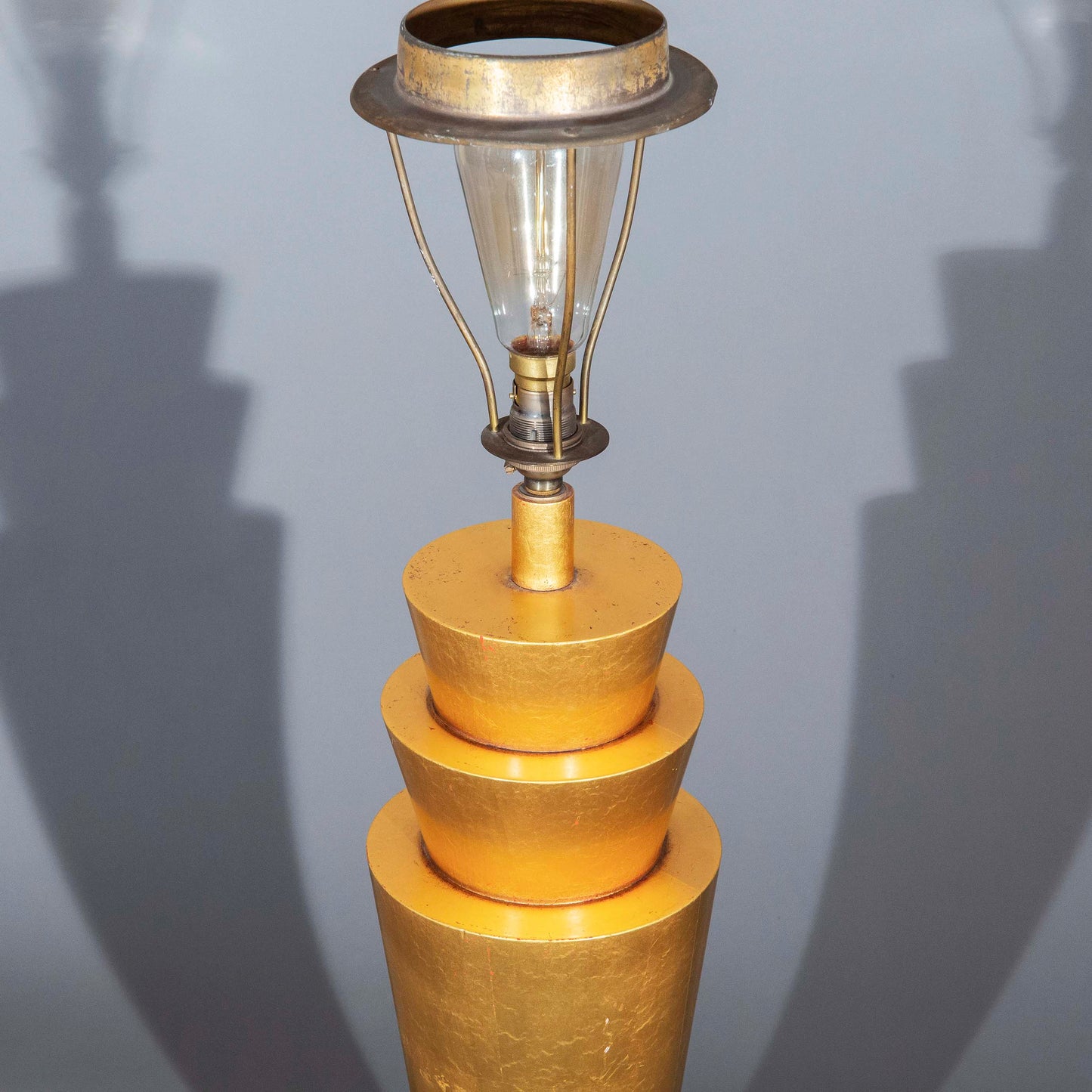 Tall Vintage Art Deco Style Table Lamp Decorated in Gold Leaf