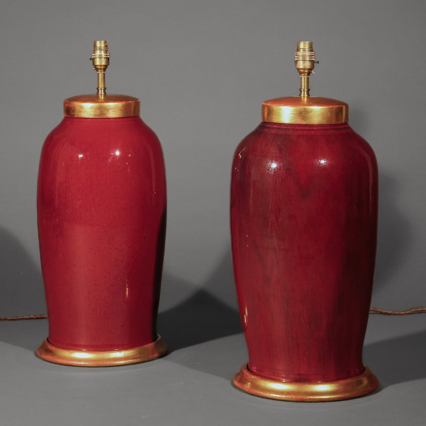 Pair of Large Chinese Flambé Table Lamps