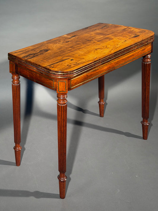 Regency Brass-Inlaid Card Table, in the Taste of John McLean