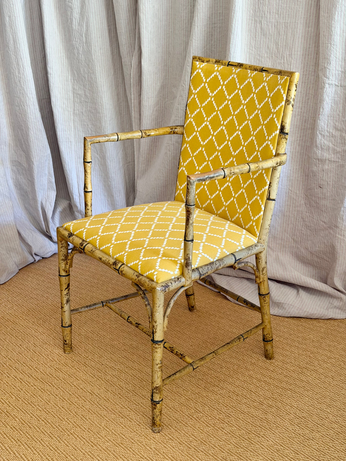 Painted Faux Bamboo Armchairs, Early 20th Century — 4 Pairs Available