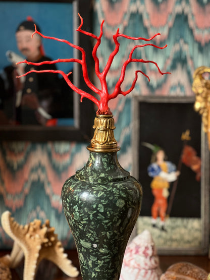 18th Century Green Porphyry, Ormolu and Red Coral Vase