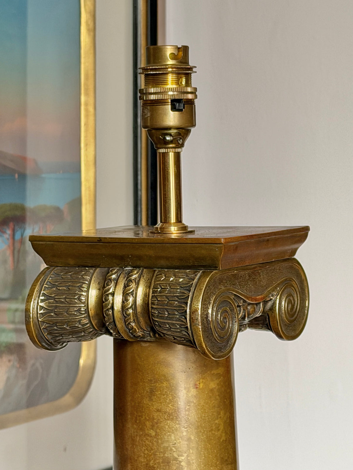 Monumental Ionic Column Bronze Table Lamps