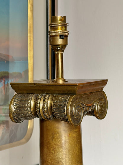Monumental Ionic Column Bronze Table Lamps