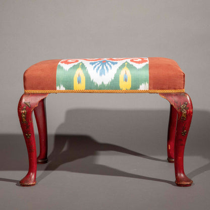 Early 20th Century Queen Anne Style Scarlet Japanned Stool