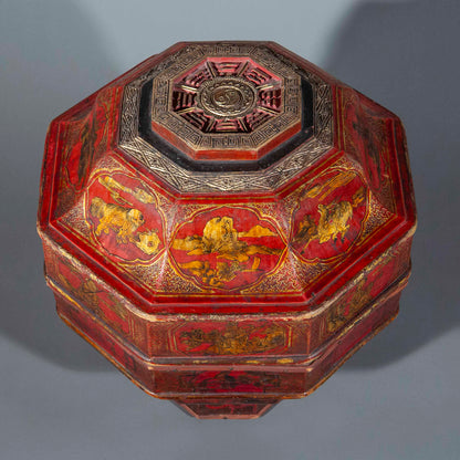 Rare 18th Century Red Lacquer Presentation Box