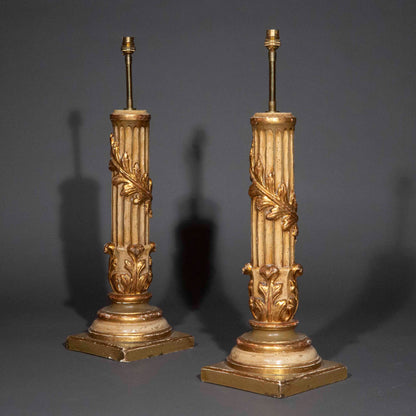 18th Century Florentine Carved Giltwood Table Lamps