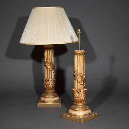 18th Century Florentine Carved Giltwood Table Lamps