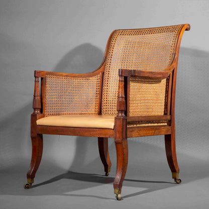 Fine Regency Klismos Bergère or Armchair