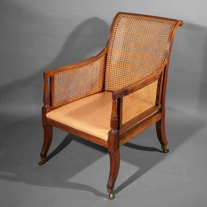 Fine Regency Klismos Bergère or Armchair