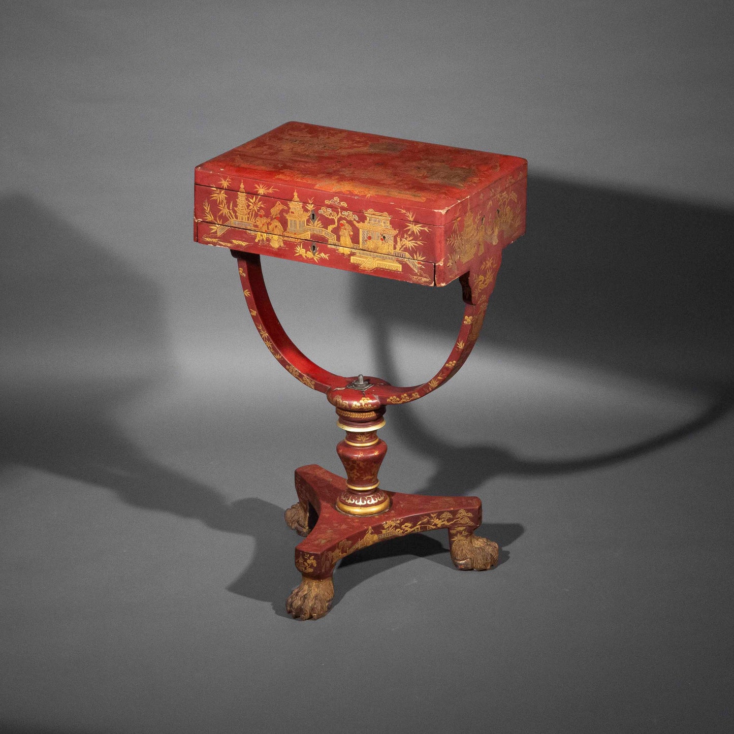 Rare 19th Century Chinoiserie Scarlet Lacquer Table