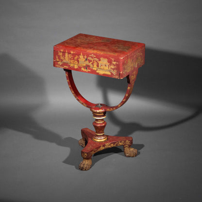 Rare 19th Century Chinoiserie Scarlet Lacquer Table