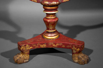 Rare 19th Century Chinoiserie Scarlet Lacquer Table