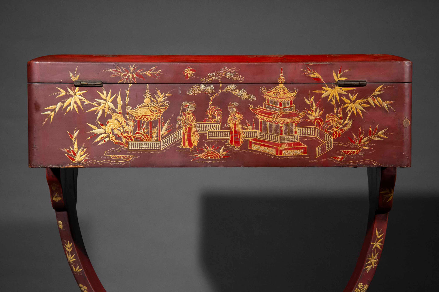 Rare 19th Century Chinoiserie Scarlet Lacquer Table
