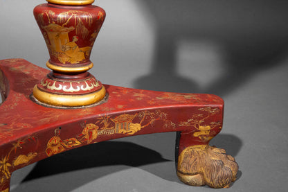 Rare 19th Century Chinoiserie Scarlet Lacquer Table