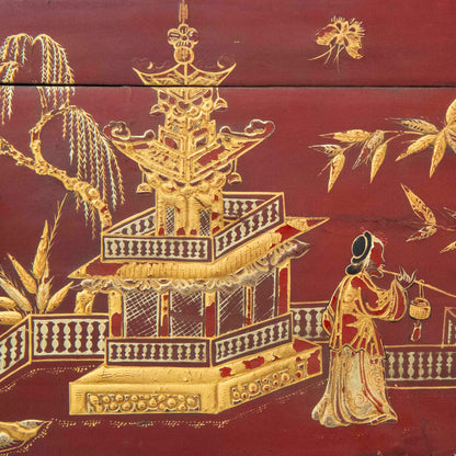 Rare 19th Century Chinoiserie Scarlet Lacquer Table