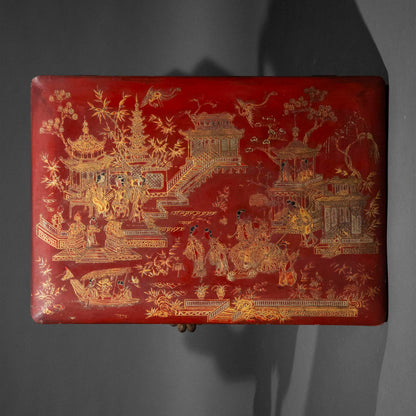 Rare 19th Century Chinoiserie Scarlet Lacquer Table