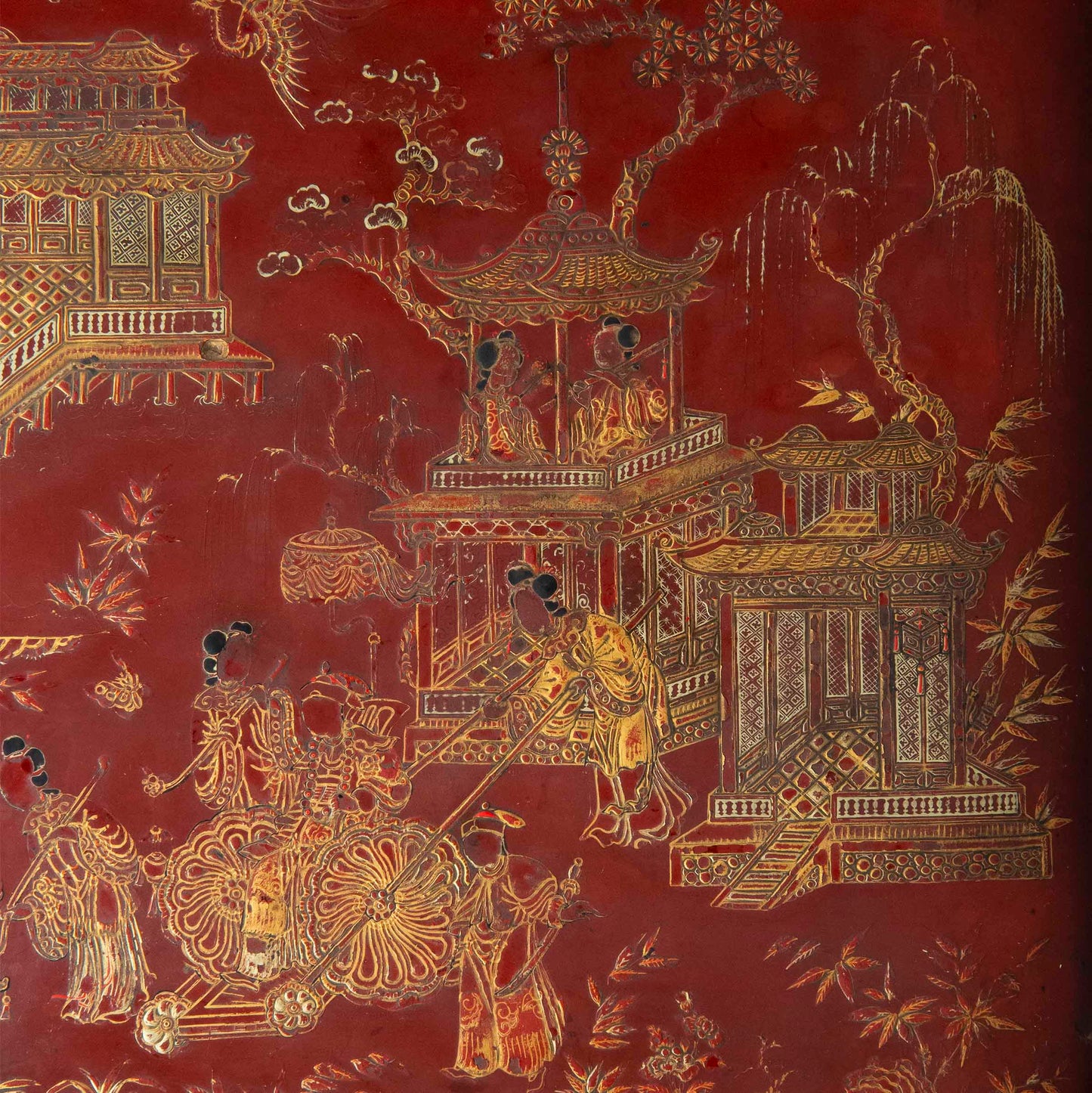 Rare 19th Century Chinoiserie Scarlet Lacquer Table