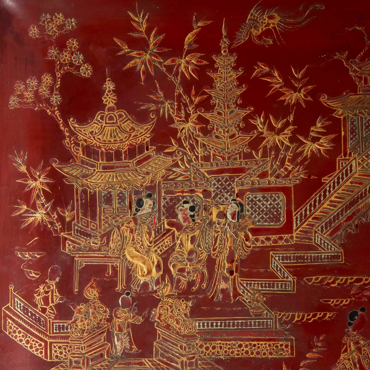 Rare 19th Century Chinoiserie Scarlet Lacquer Table