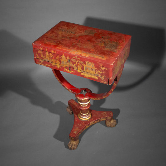 Rare 19th Century Chinoiserie Scarlet Lacquer Table