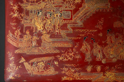Rare 19th Century Chinoiserie Scarlet Lacquer Table