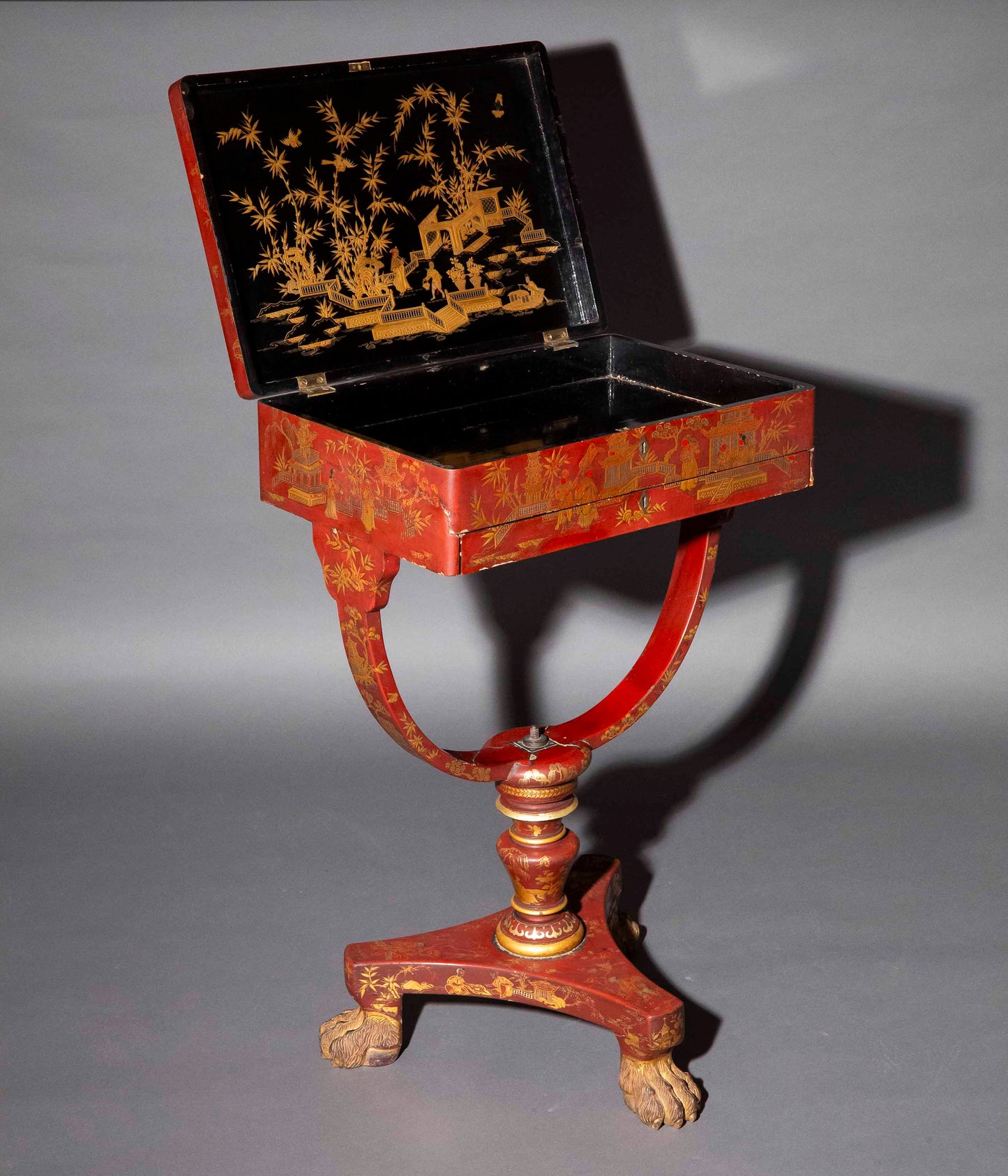 Rare 19th Century Chinoiserie Scarlet Lacquer Table