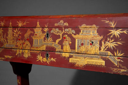 Rare 19th Century Chinoiserie Scarlet Lacquer Table