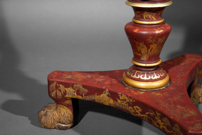 Rare 19th Century Chinoiserie Scarlet Lacquer Table