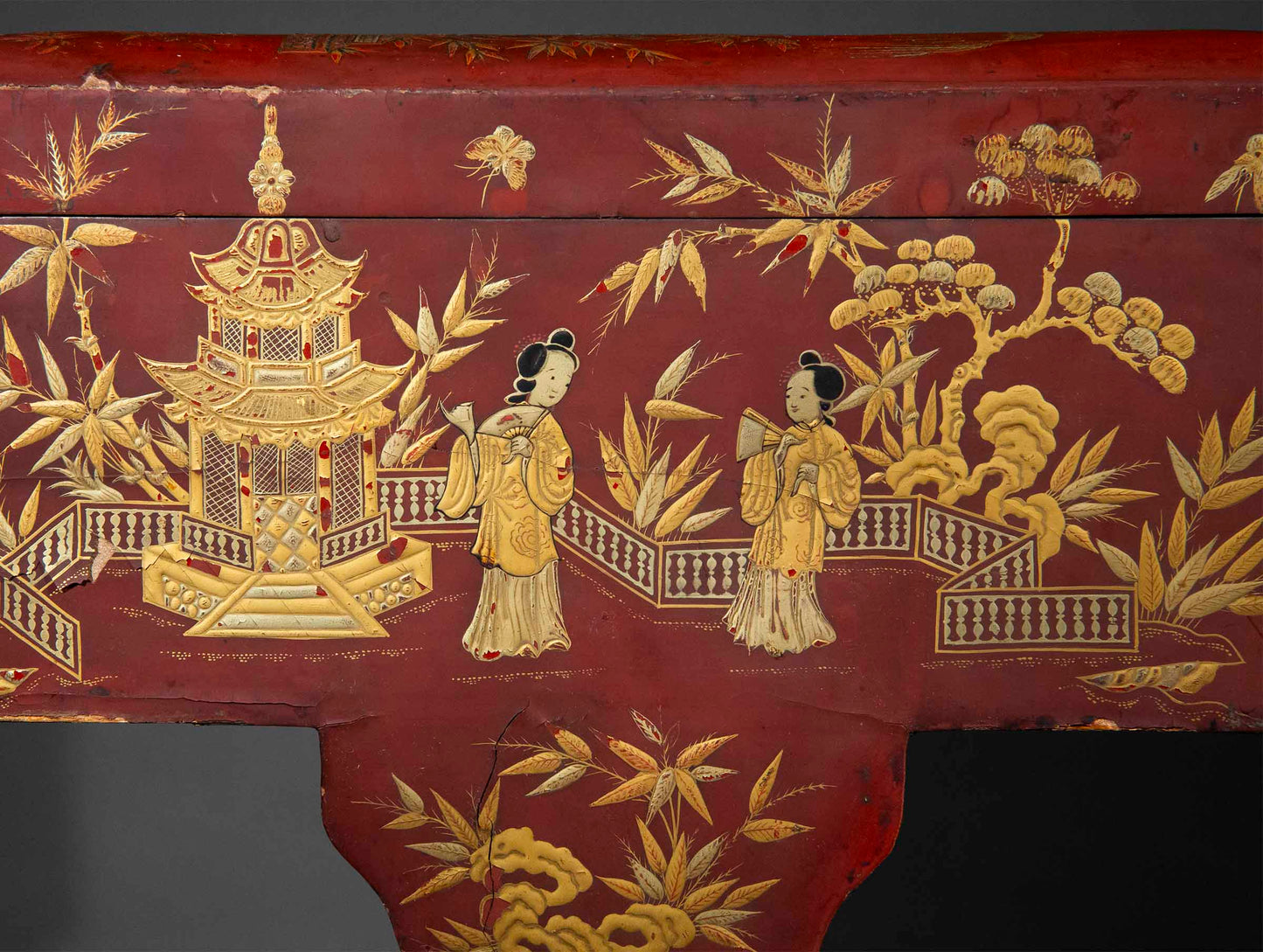Rare 19th Century Chinoiserie Scarlet Lacquer Table