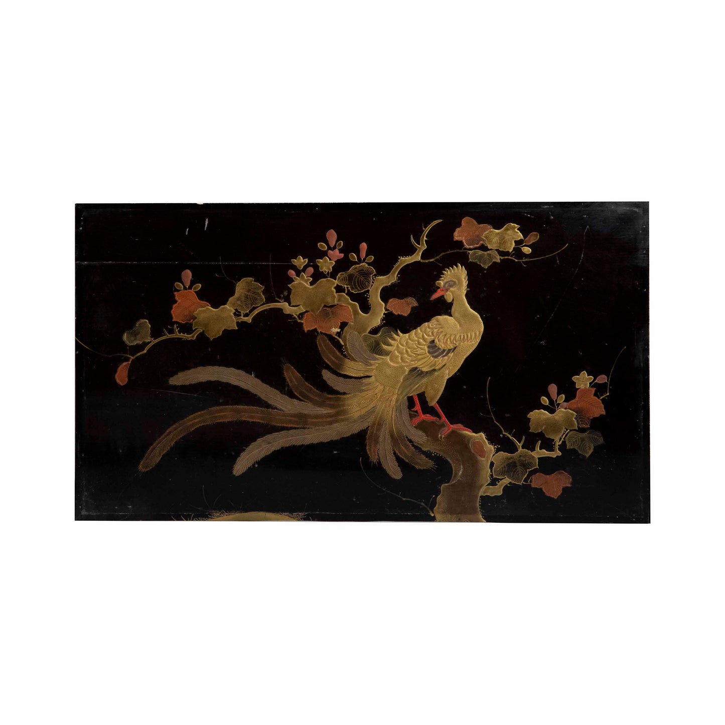 Pair of 19th Century Chinoiserie Lacquer and Gilt Pictures of Exotic Birds