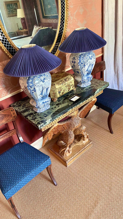 Large Pair of Dutch Delft Vase Lamps