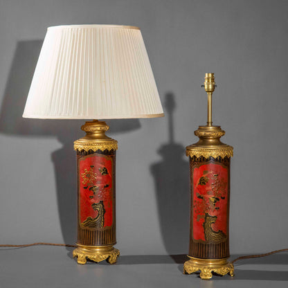 Rare Japonisme Lacquer Lamps, 19th Century