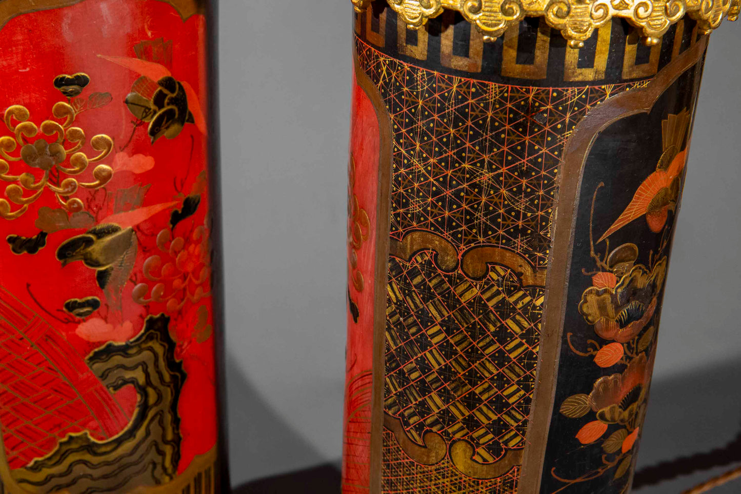 Rare Japonisme Lacquer Lamps, 19th Century
