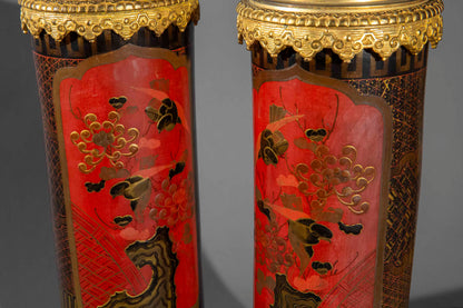 Rare Japonisme Lacquer Lamps, 19th Century