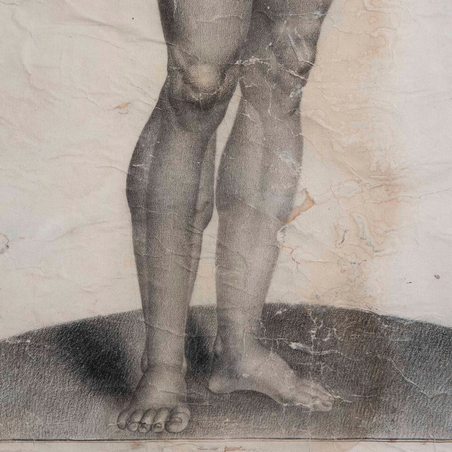 19th Century Grand Tour Male Nude Drawing of an Athletic Youth