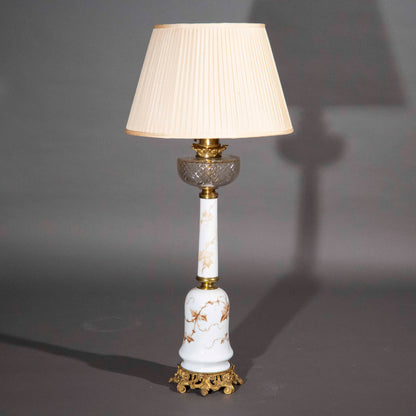 Tall 19th Century Opaline Glass and Ormolu Lamp