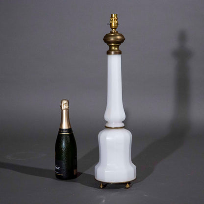 Large 19th Century White Opaline Glass Lamp