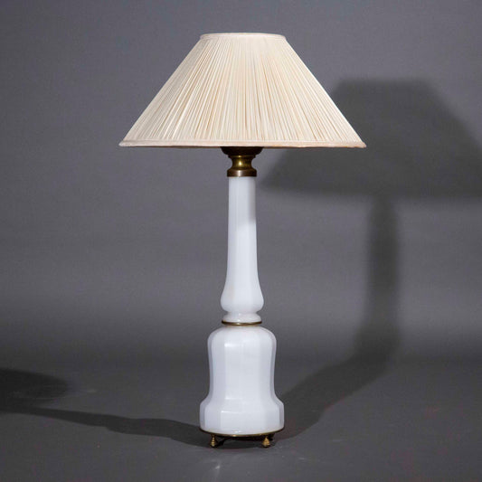 Large 19th Century White Opaline Glass Lamp