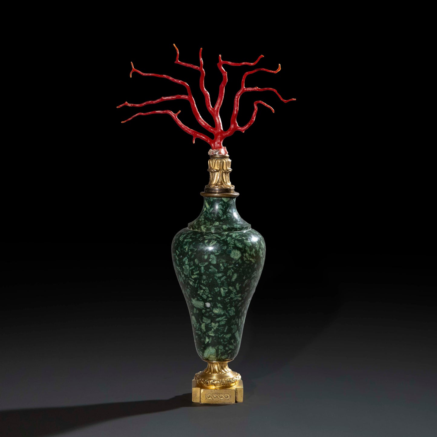 18th Century Green Porphyry, Ormolu and Red Coral Vase