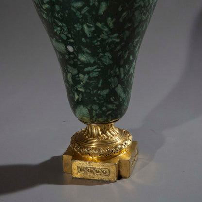 18th Century Green Porphyry, Ormolu and Red Coral Vase