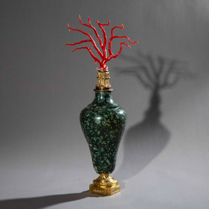 18th Century Green Porphyry, Ormolu and Red Coral Vase