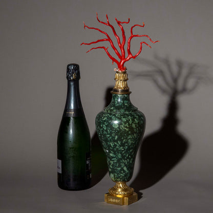 18th Century Green Porphyry, Ormolu and Red Coral Vase