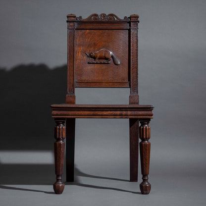 An Unusual Oak Hall Chair in the Manner of Richard Bridgens