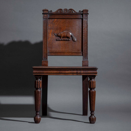 An Unusual Oak Hall Chair in the Manner of Richard Bridgens