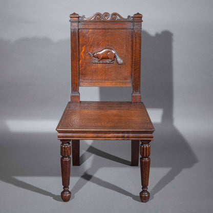 An Unusual Oak Hall Chair in the Manner of Richard Bridgens