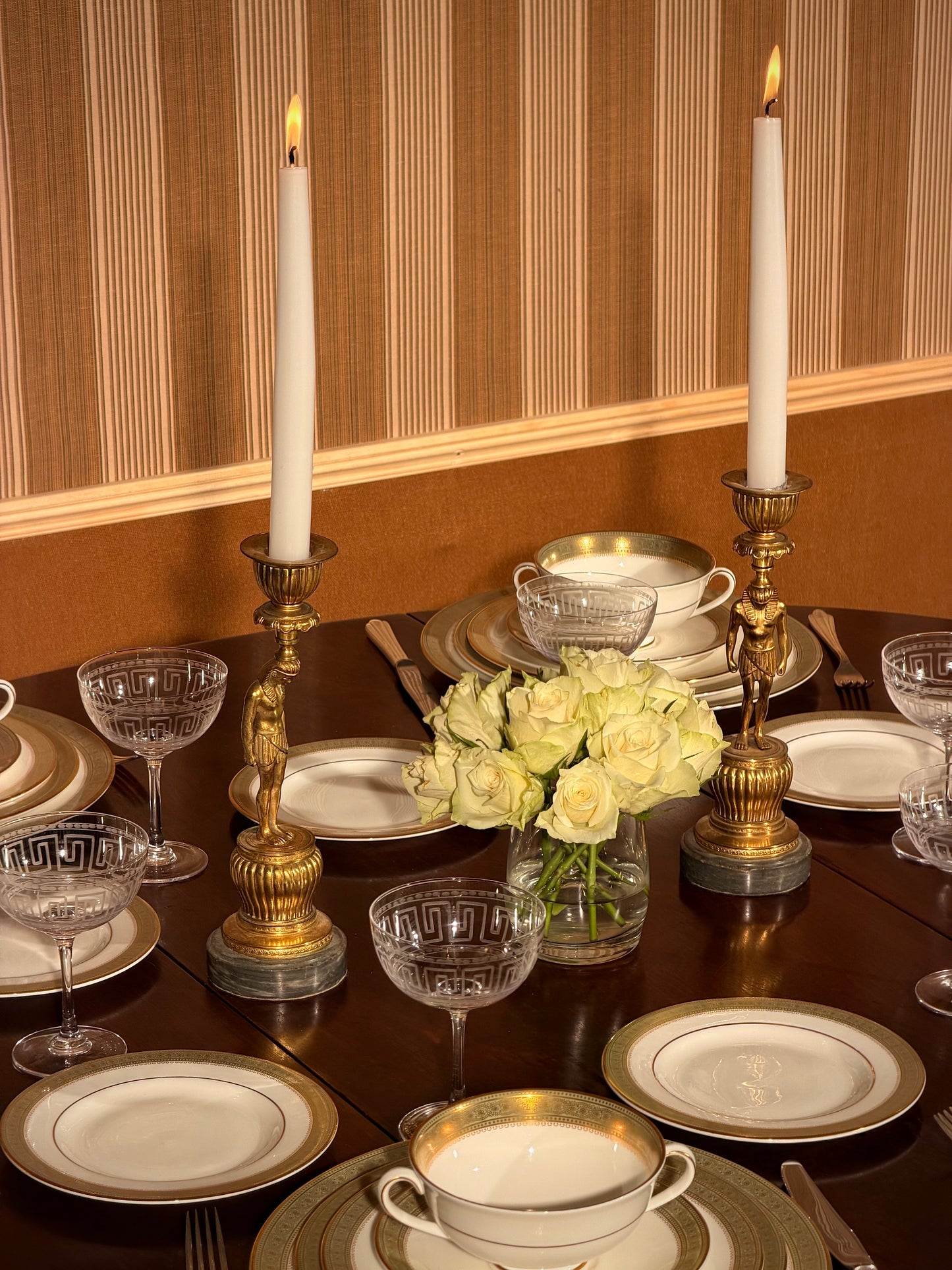 Pair of Early 19th Century French Gilt Bronze Candlesticks