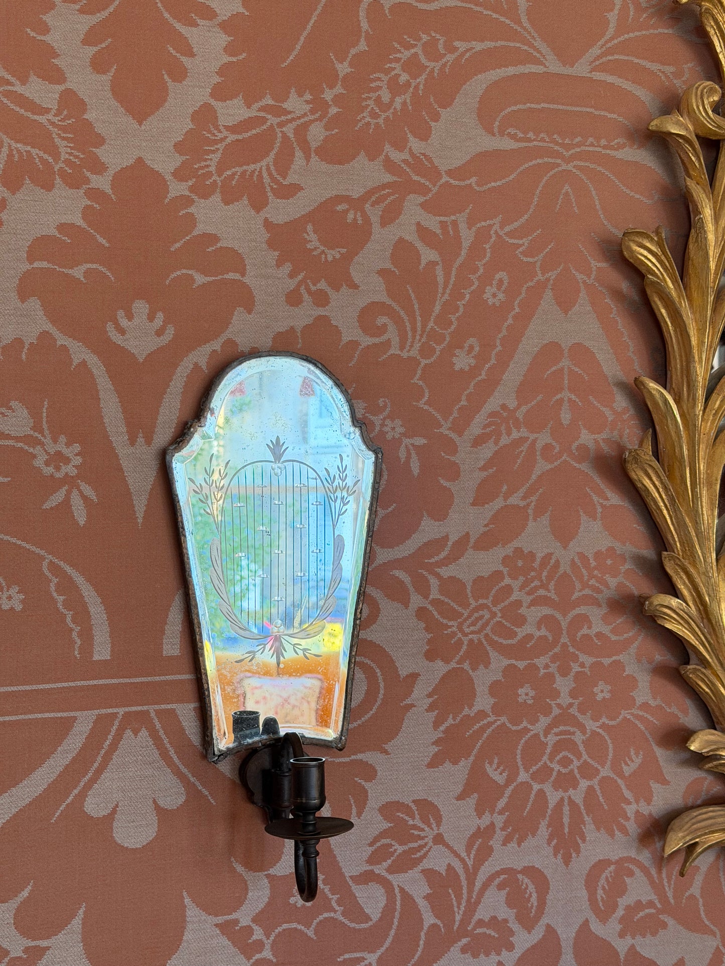 Venetian Etched Mirror Wall Lights