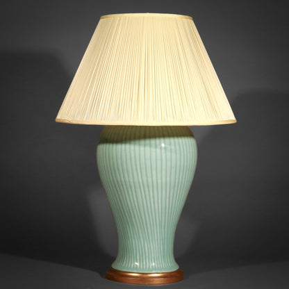 Large Celadon ‘Bamboo’ Table Lamp