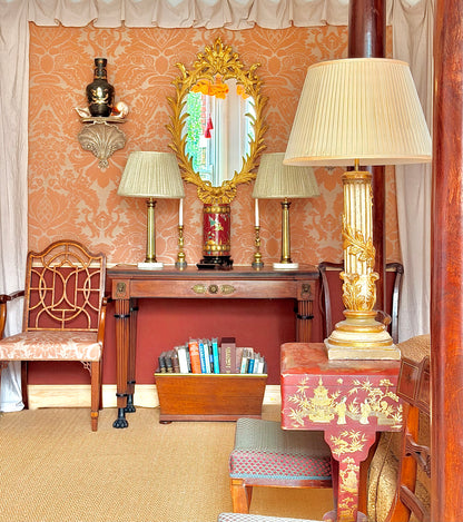 antique florentine carved painted column lamps 