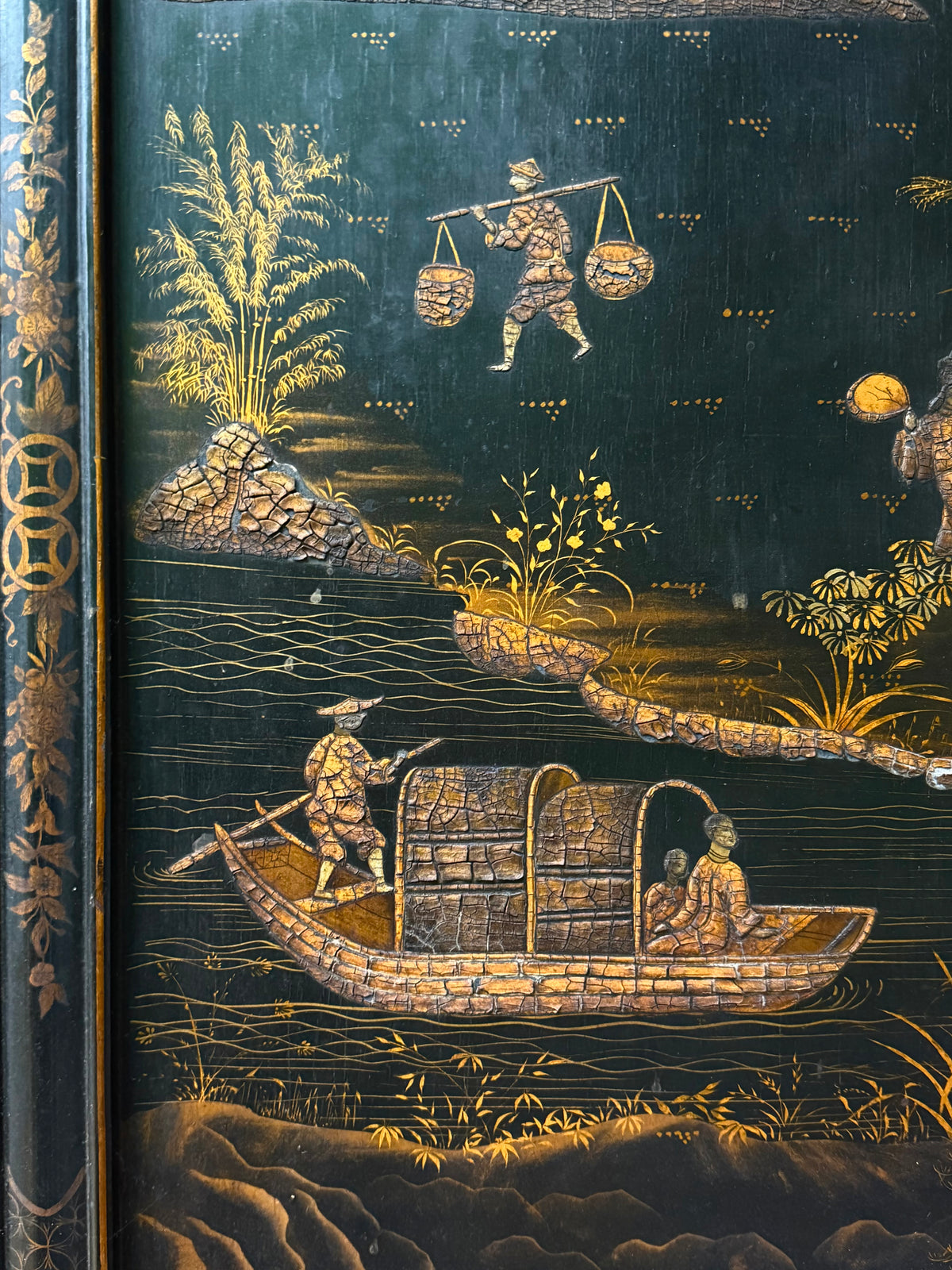 19th Century Chinese Lacquer Screen