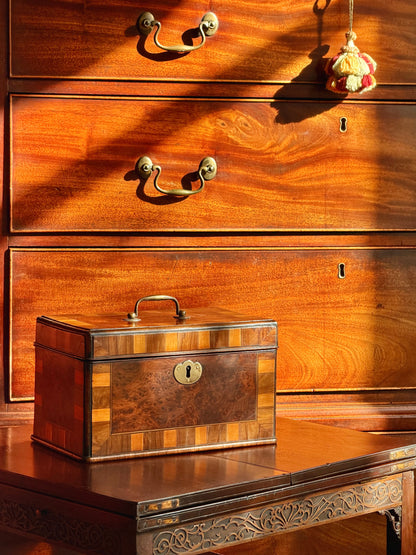 George II Period Yew Wood and Cocuswood Tea Caddy